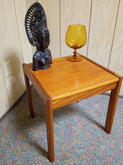 Mid Century Modern Small Vintage Danish Teak Side End Table 16"x16"