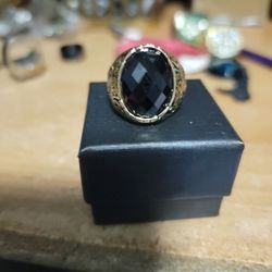 Men's Size 10 Black Onyx Ring Stainless Steel