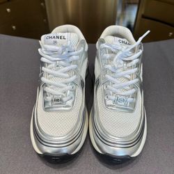 CHANEL White Silver