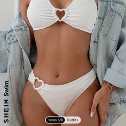 New White Halter Bikini Set