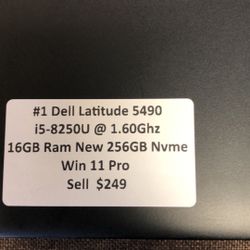 #1 Dell Latitude 5490 I5-8250U 16GB Ram New 256Gb Nvme Win 11 Pro 30 Day Warranty!!