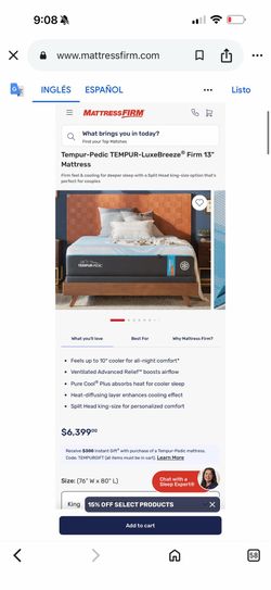 Tempurpedic Luxe Breeze Firm king size Brand new! 🤩
