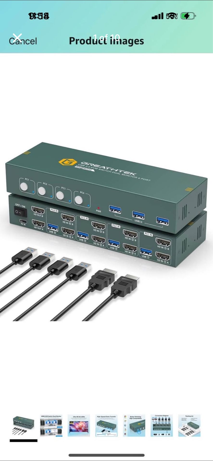 4K@60Hz HDMI KVM Switch for 4 Computers & 2 screen - 3 USB 3.0 Ports, Keyboard & Mouse Sharing, Pr