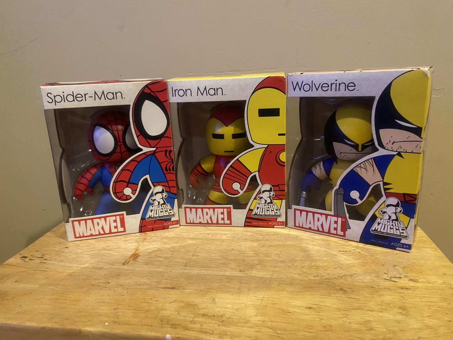 Marvel Mighty Muggs Set Of 3 Spider-Man, Iron Man, Wolverine