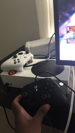 Xbox series s with controllers and headset