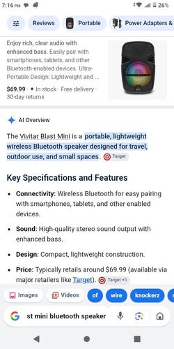 Vivitar Blast Mini Portable Bluetooth Speaker