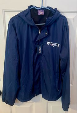 New England Patriots NFL Blue Hooded Windbreaker Jacket Size L
