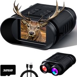 Valentines Day Gifts & Night Vision Goggles - 5W Upgraded 4K HD IR Binoculars - 8X Digital Zoom/Rechargeable Battery/32GB Card/Flashlight, Camping Exp