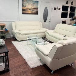 New White Sofa Set 3 pieces