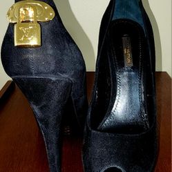 Louis Vuitton Black Suede Heel Shoes
