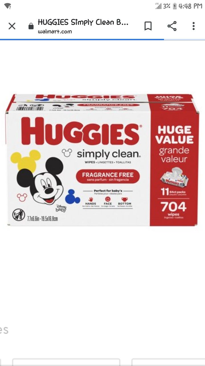 I have a box of 6 huggies wipes , i used one but my daughter was allergic ,tengo esta caja de huggies 6 packetes pero use una y mi hija la roso