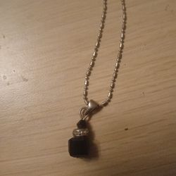 Women's Silver An Onyx Necklace