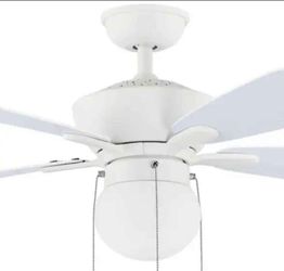 Ceiling Fan 44 In. LED Bulbs Non Dimmable, 3 Speeds, Dual Install, Reverse Flow, Indoors,Colored Stars Projection Uplight, Pull Chain, Matte White