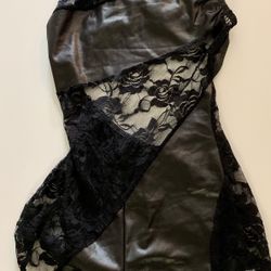 VINYL, LEATHER AND MESH SEXY BLACK LINGERIE SIZE M