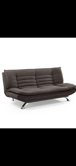 Two dark grey  fabric 3-seater sofa beds