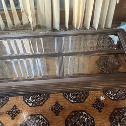 2 Piece Brown Wooden And Glass Tables 