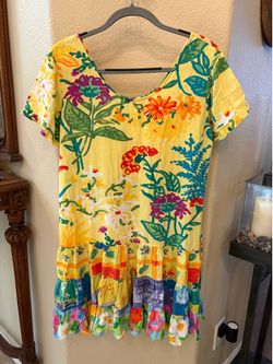 Vintage JAMS WORLD Women Colorful Vibrant Floral Summer Dress Size Large