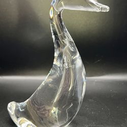 VTG Steuben Signed Crystal Standing Goose- #8358-Designed by Lloyd Adkins-Great Condition