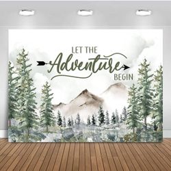 “Let the Adventure Begin” Forest/Woods Backdrop For Themed Parties 