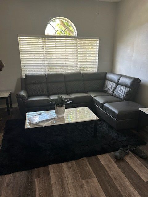 Gray Leather Couch