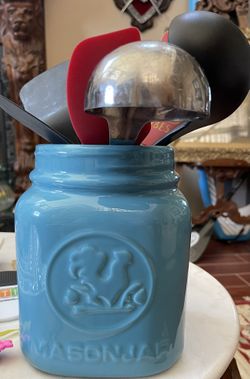 Large Blue Mason Kitchen Tool Holder