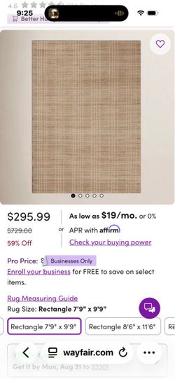 Beige Woven Area Rug 7'9" x 9'9"