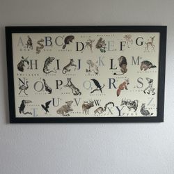 RH Restoration Hardware French Alphabet Animal Book Art Print Framed Wall Art