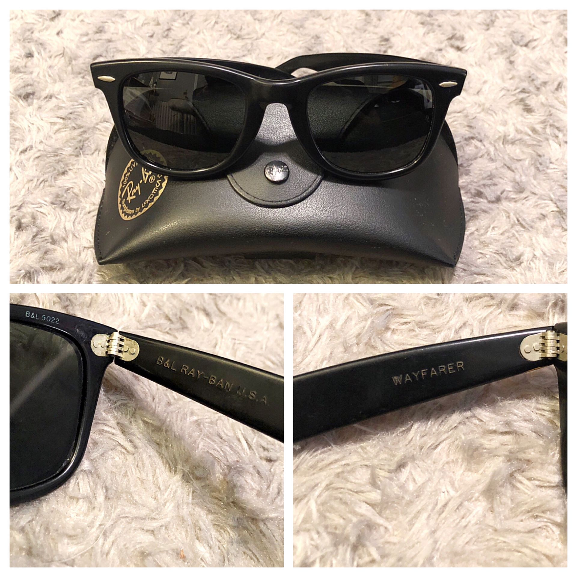 Vintage 80’s B&L Ray Ban Wayfarer glasses. Excellent find for collectors! Black Frame Sunglasses 5022 good vintage condition.