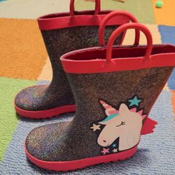 Toddler Size 10 Sparkle Unicorn Rain Boots