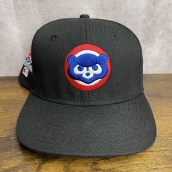New Era 59FIFTY MLB Chicago Cubs 1990 All Star Game ASG Patch Black Blue Brim Hat Topperz Exclusive Fitted Size 7 1/4 OG Rare
