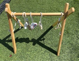 Wooden Baby Play Gym with Hanging Toys