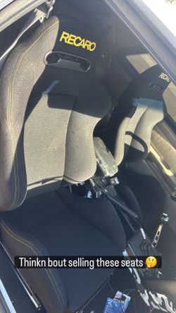 Two Recaro Seat Black Cloth Yellow Stitching