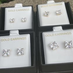 10k Gold Diamond Earrings Cz Stone