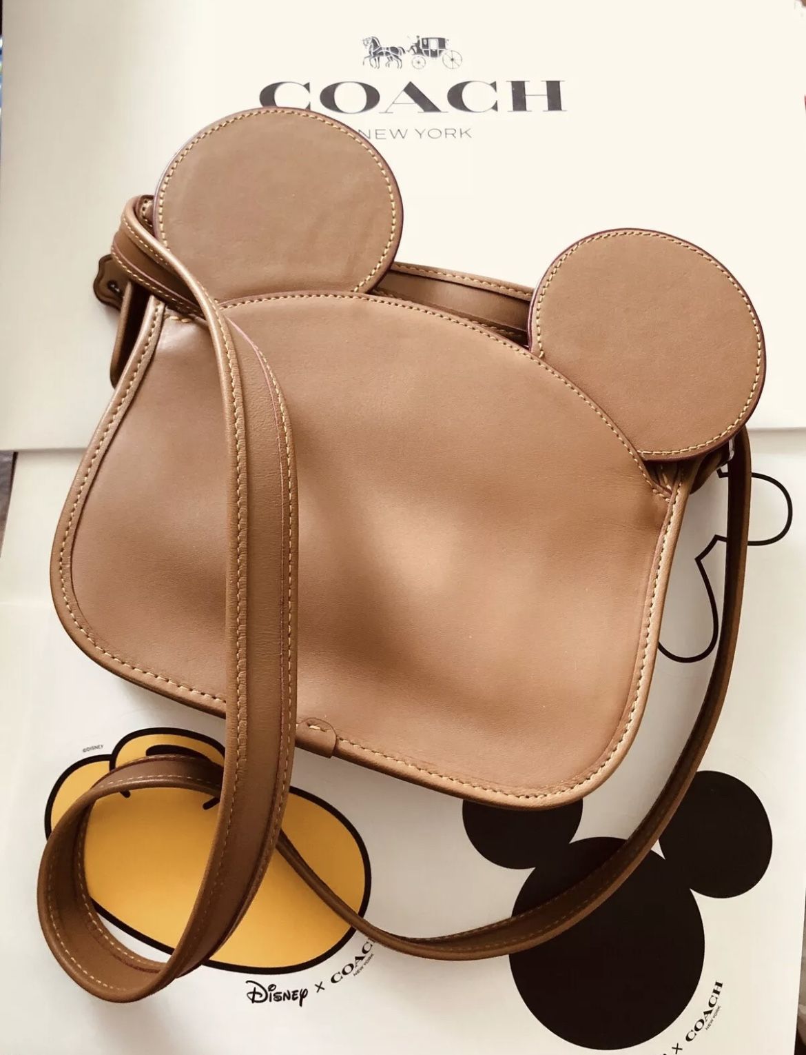 NWT COACH X DISNEY PATRICIA MOUSE EARS SADDLE LEATHER MICKEY CROSSBODY BAG 59369