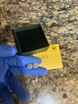 Moissanite vvs 1 Halo Stud Earrings with GRA Certificate