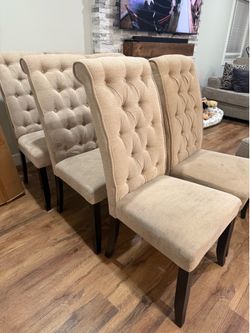 Beige Upholstered Dining Chairs