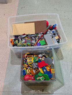 Large Mixed LEGO Building Bricks Parts Plates Minifigure Accessories Bulk Lot 2 Totes