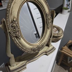 Vintage Ornate Mirron With Jewelry Trinket