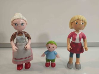 HABA Little Friends Doll Lot Grandma Elli Mom Melanie Baby Liam Dollhouse Figures