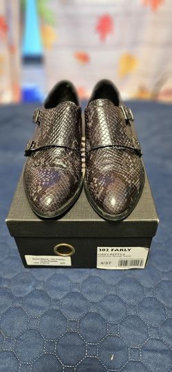 Womens Grey Reptile Pointed Monk Shoes 