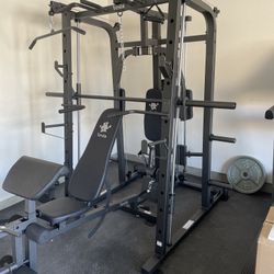 Vesta Fitness Smith Machine 1001 w/Bench Attachment | 245lb Cast Iron Olympic Weights | 7ft Olympic Bar | Fitness | Gym Equipment | FREE DELIVERY 🚚 