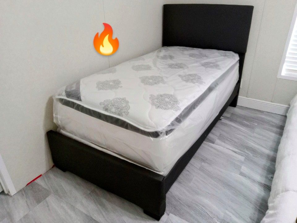 $289 Twin Bed Frames With Mattress And Boxspring Brand New Free Delivery