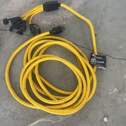 RIDGID 25 ft 10/4 Heavy Duty L14-30 Amp Extension Cord + Briggs & Stratton 30 Amp Adapter 4 outlets 