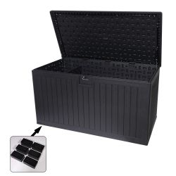 230 Gallon Resin Outdoor Deck Box Waterproof, Extra Large Patio Storage Box with Lockable Storage Containers for Patio Furniture Cushions, Pool Access