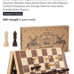ASNEY Upgraded Magnetic Chess Set, 15" Tournament Staunton Wooden Chess Board Game Set with Magnets, Crafted Chesspiece ans Storage Slots for Kids Adu