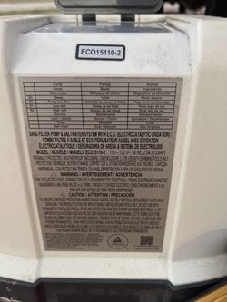 Intech Sand filter Pump And Salt Water System 