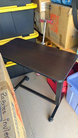 Rolling Desk with Dark Wood Top