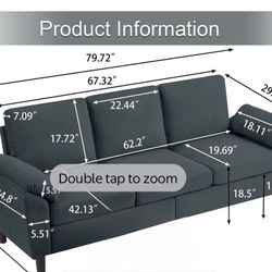 Open Box New - Modular Sofa Convertible Sectional Sofa without Ottoman,L-shaped 3 Seat Couch 