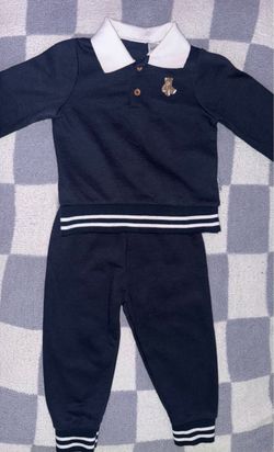 Badgley Mischka Toddler Boy's Navy Blue Polo and Jogger Set - 2T