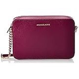 Michael Kors Jet Set Leather Crossbody Satchel In Berry